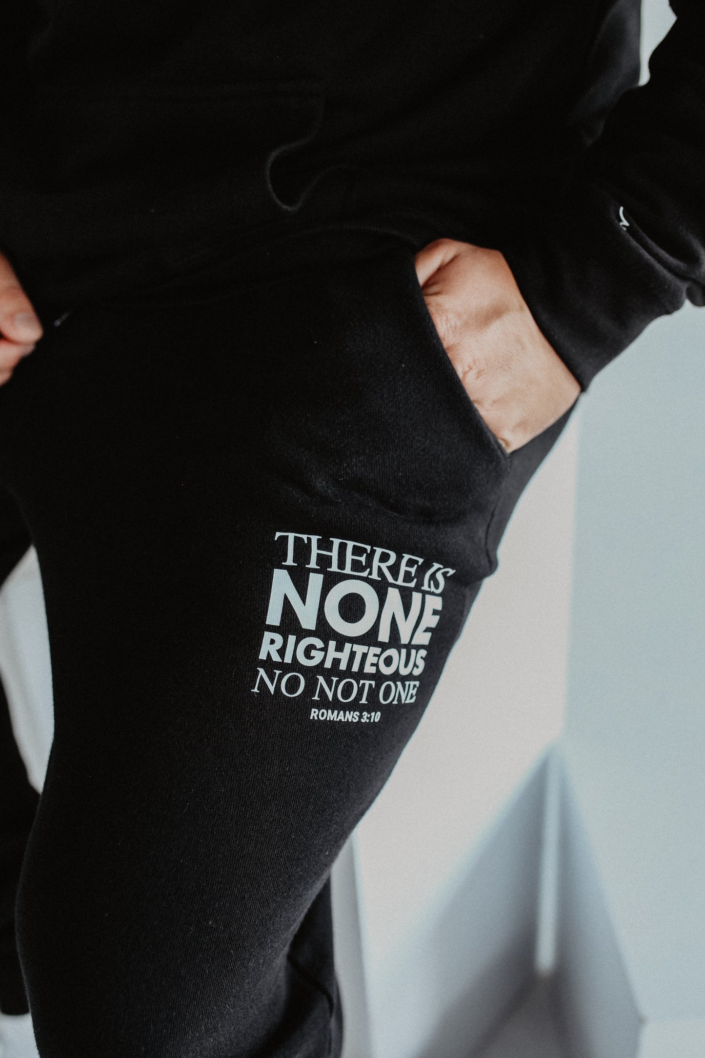 Romans 3:10 Black & White Hoodie