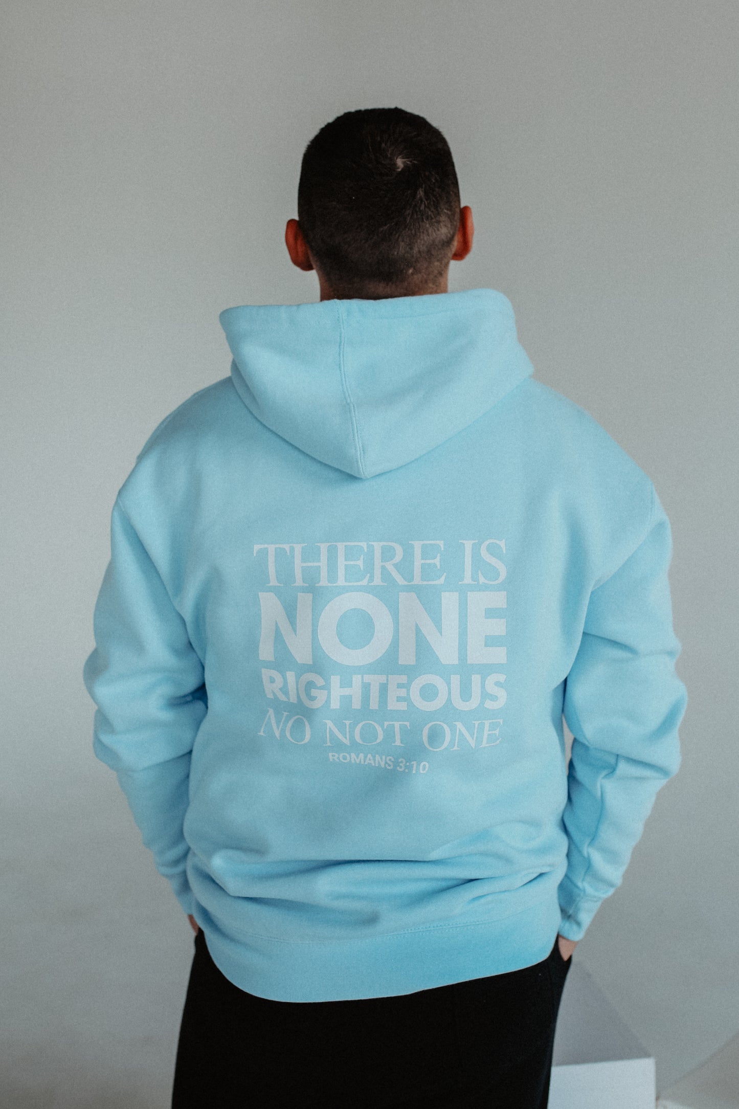 Romans 3:10 Baby Blue & White