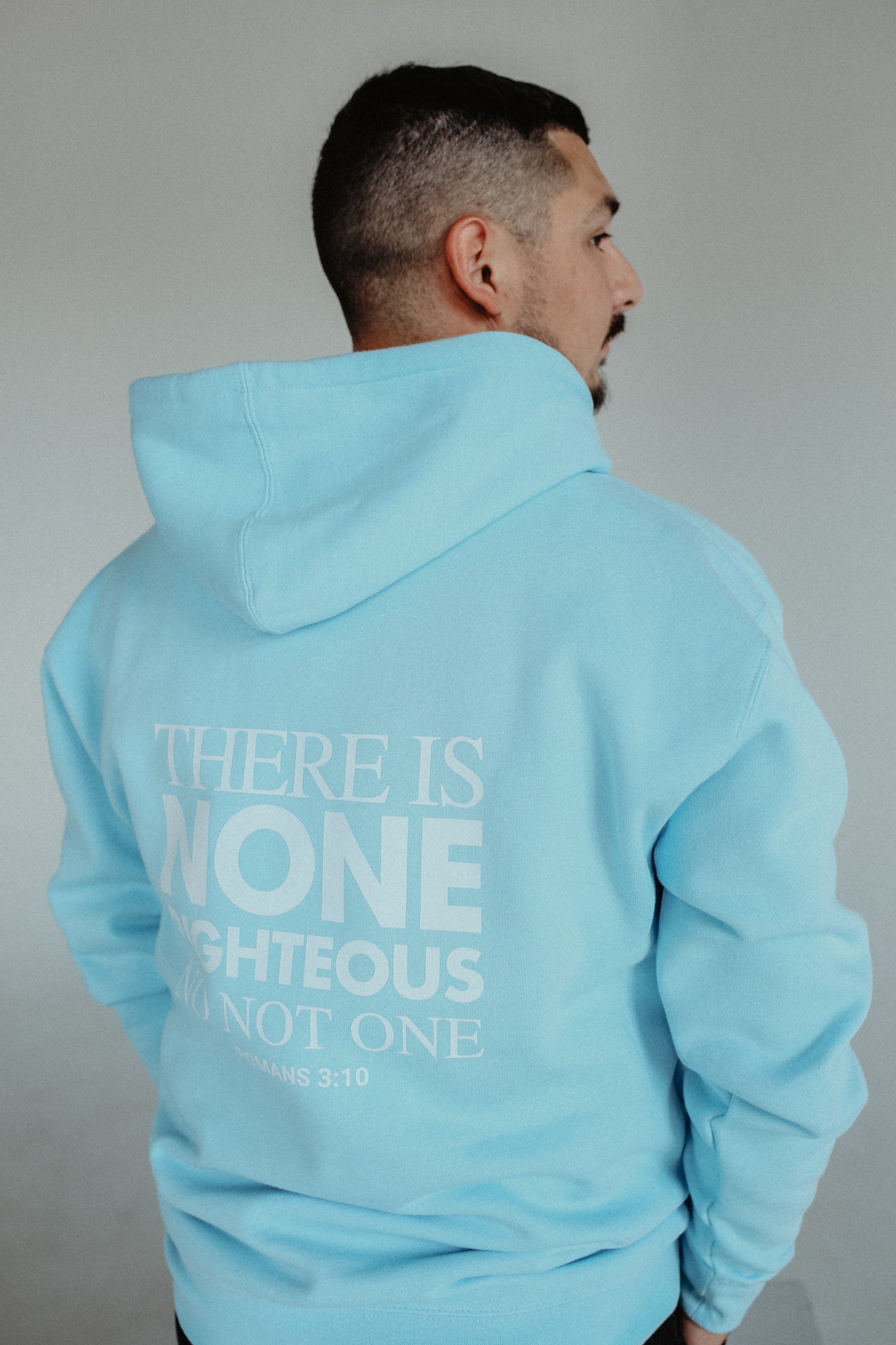 Romans 3:10 Baby Blue & White