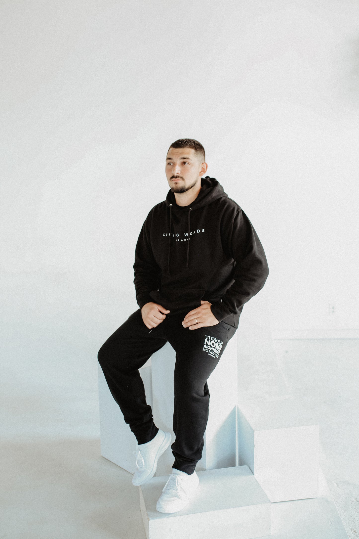 Romans 3:10 Black & White Hoodie