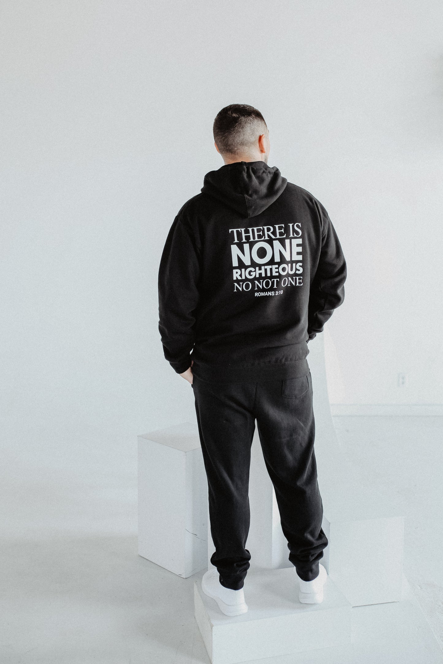 Romans 3:10 Black & White Hoodie